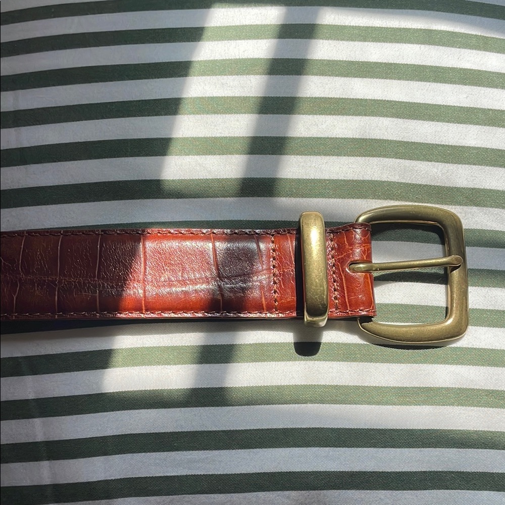 Fossil Brown Leather Belt with Gold Buckle